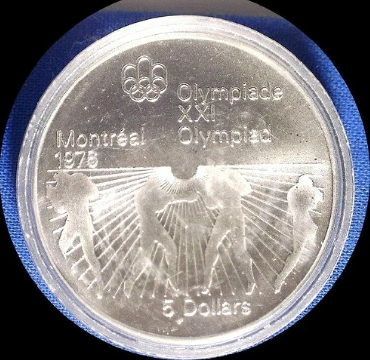 カナダ 1976年 5ドル オリンピックボクシング - 大きな古い銀貨 BU #1908 カプセル入り