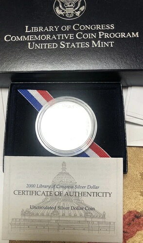 2000-P 議会図書館記念 90%銀製プルーフドル 米国造幣局 COA OGP