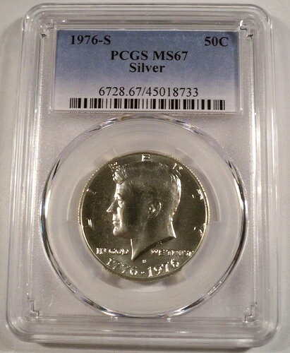 1976-S シルバー PCGS MS67 ケネディ ハーフダラー ブライトホワイト 1776-1976 50セント MS 67(3.0)