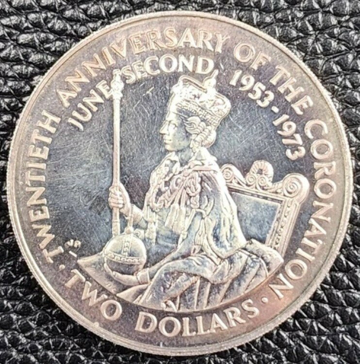 玩具, 興趣, 遊戲 - 1973年 クック諸島 2ドル銀貨 - 戴冠式 - KM# 8 - VF - # 30277