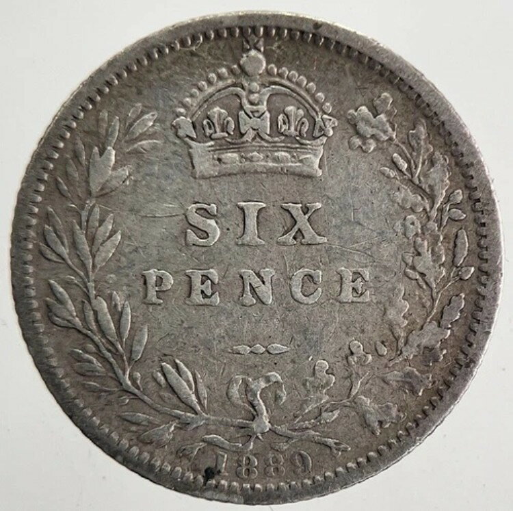 1889年 ヴィクトリア シックスペンス銀貨 | 良質コレクタブルグレード | a9895
