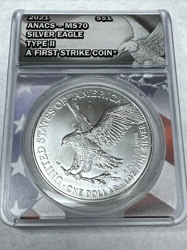 2021 $1 アメリカン シルバー イーグル ANACS MS70 タイプ2 ファーストストライク ラベル
