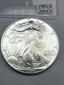 1994年 アメリカ シルバーイーグル！キー日付 1オンス 0.999 良質 未流通 一部シミあり