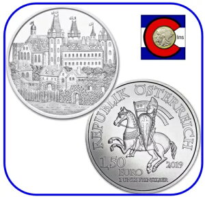 2019年オーストリア建国825周年記念ウィーナー・ノイシュタット1オンス0.999ドル銀貨(カプセル入り)
