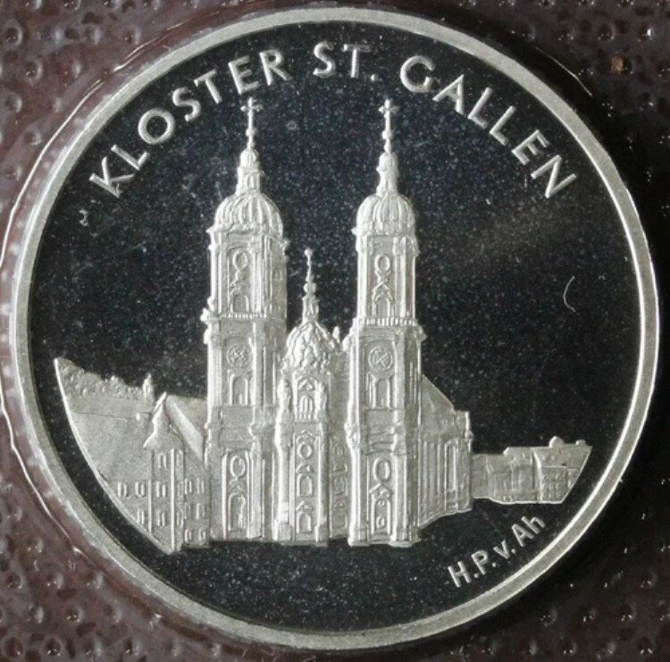 スイス 20フラン ザンクト・ガレン修道院 2002年 シルバー