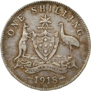 1918年 M オーストラリア 国王ジョージ5世 1シリング銀貨(3)