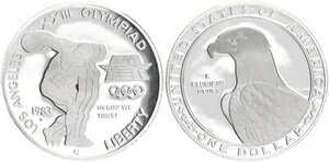 アメリカ 1ドル 1983年ロサンゼルスオリンピック - 円盤投げ選手 PP 125543