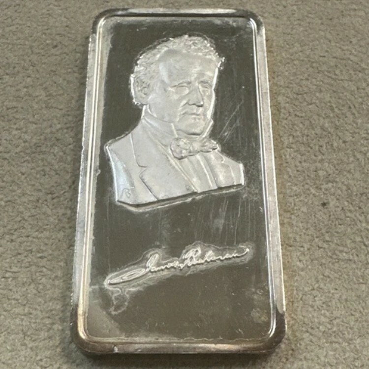 1975年 ジェームズ・ブキャナン 第15代大統領 ハミルトンミント 999 シルバー 1オンス アートバー