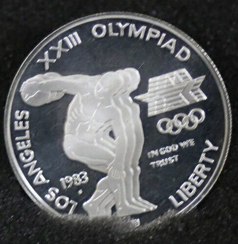 1984年 -S ロサンゼルスオリンピック 1983年 円盤投げ選手 シルバーダラー 未使用 #181
