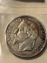 1868年 フランス 5フラン ナポレオン3世皇帝 90%銀 スーパートーン 前面と背面