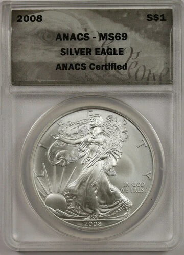 2008年 シルバーイーグル $1 ANACS MS 69 1オンス 純銀