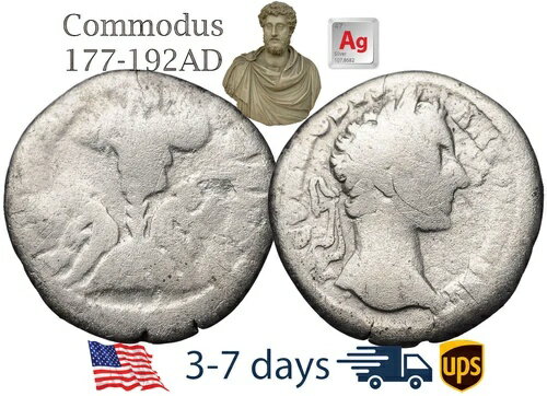 古代ローマ帝国の銀貨デナリウス・コモドゥス177-192年 正規品 #21457