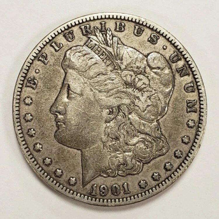 1901-O 1ドルモルガン銀貨 - 魅力的な古色 - XF 優良日付 - SKU-T0279(3)