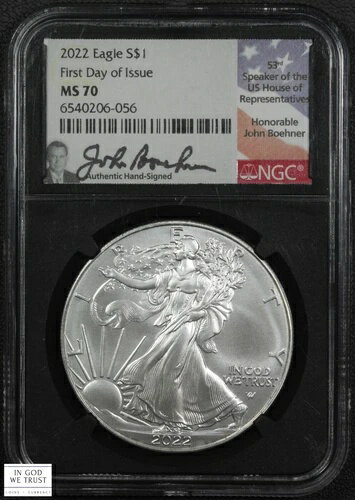 2022年初日イーグル議長、ジョン・ベイナー下院議員がNGC MS 70に署名