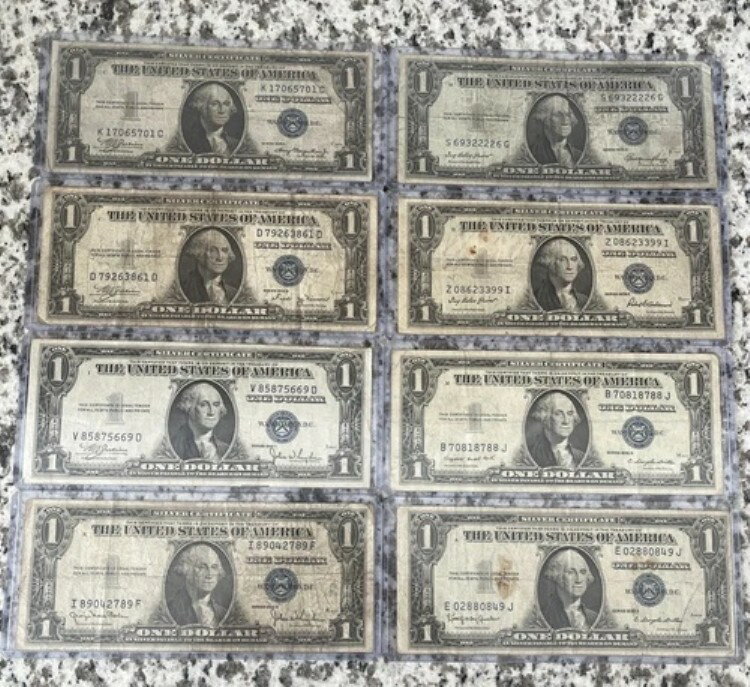 1935年 1ドル紙幣レターセット 8枚 A B C D E F G H 流通紙幣