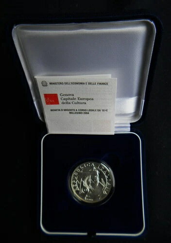 2004年 イタリア 希少銀貨 10ユーロ UNC ジェノバ ヨーロッパ首都文化 箱入り