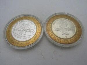 楽天WORLD RESOURCE【KING店】2個セット、$10 シルバーゲームトークン フィッツジェラルド、ルクソール *279