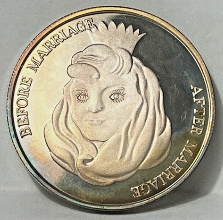 結婚前と結婚後のプルーフコイン 1トロイオンス .999 純銀~~~希少ラウンド
