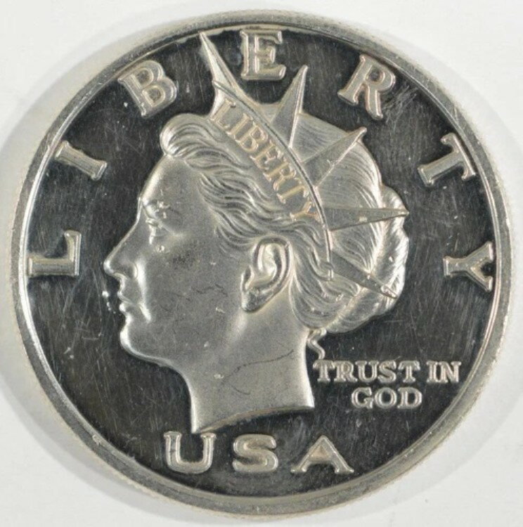 2000年 NORFED USA 10ドル リバティ 1オンス .999 純銀トークン 流通