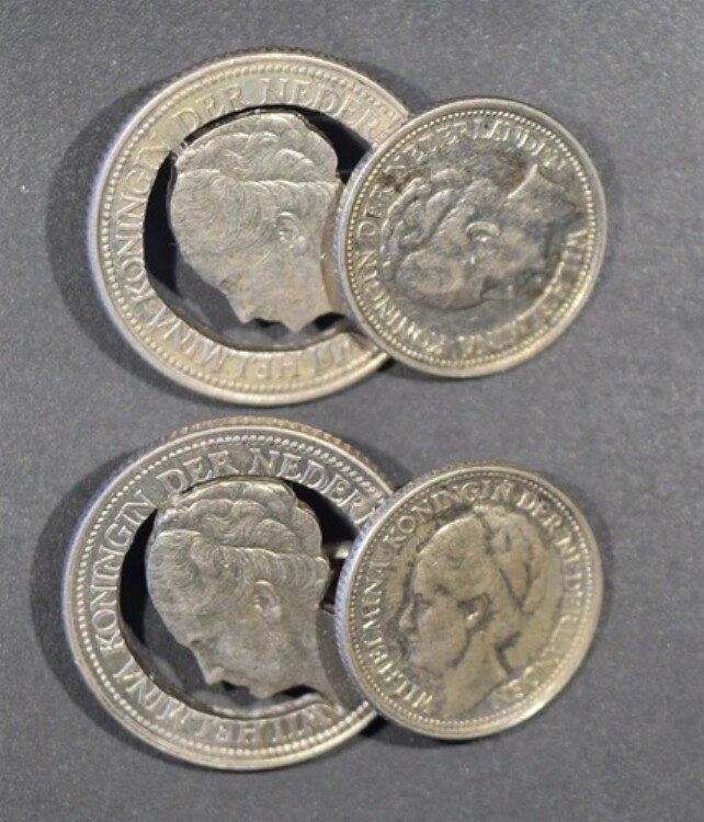1940年代オランダ製 .640 銀貨カフスボタン *1点目以降は送料無料*