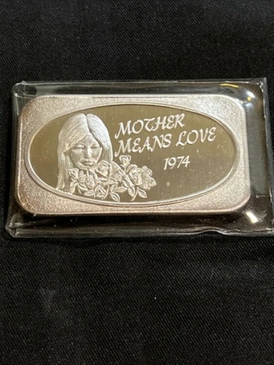 1974年 母の日 母は愛を意味する 1オンス 銀 0.999ドル バー US Silver Corp