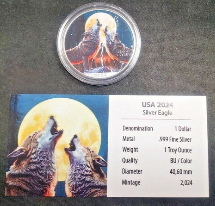 2024 ハロウィン ハウリング ウルフ シルバー アメリカン イーグル エディション 1 オンス わずか 2,204 枚 ミント。