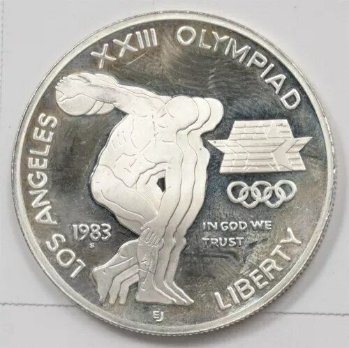 米国 1983-S 1ドル記念 銀貨 オリンピック 円盤投げ選手 イーグル 2968 コンビ