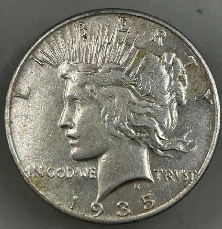 1935年ピースシルバーダラーAU - 24693(3)
