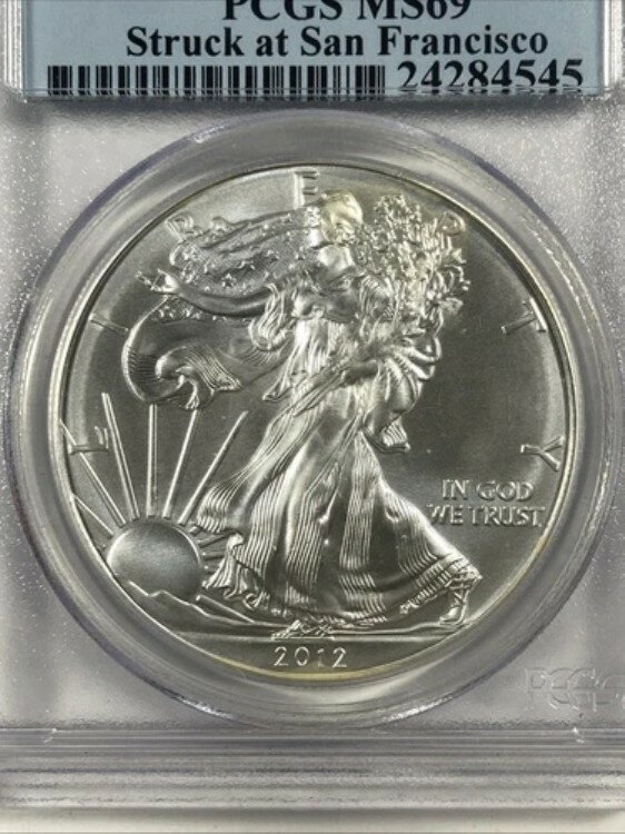 2012-S シルバーイーグル ASE 1.00。PCGS 