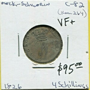 メクレンブルク=シュヴェリーン - 美しいフリードリヒ・フランツ 1 世 シルバー 4 シリング、1826 年
