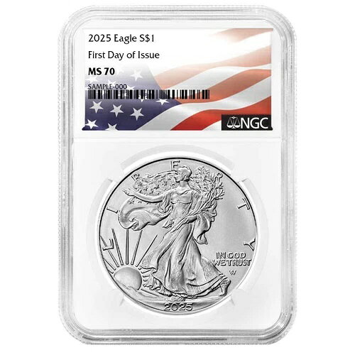 2025年 1ドル 1オンス アメリカンシルバーイーグル NGC MS70 FDI旗ラベル(3)
