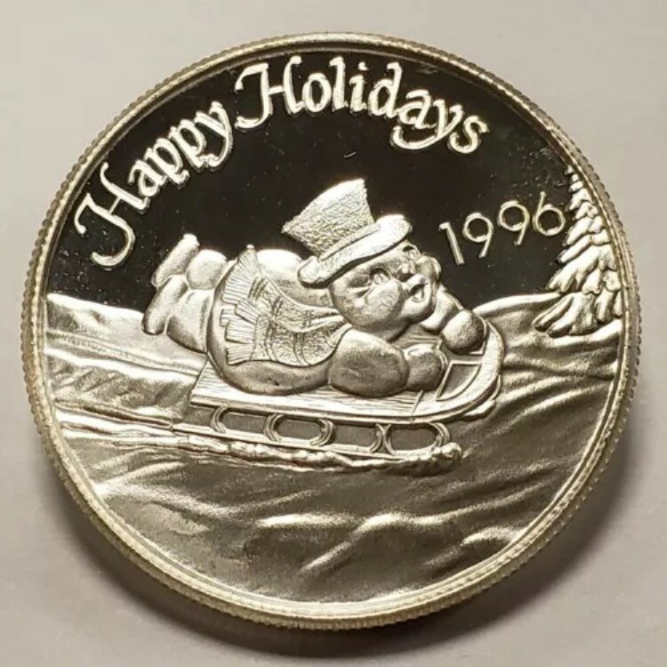 1996年 1オンス .999 シルバーラウンド・オブ・クリスマス・パスト - そりに乗った雪だるま - SKU-F4076