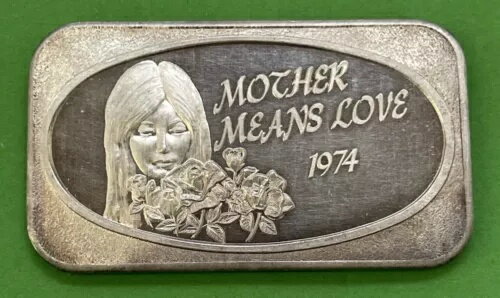 1974年 母の日 母は愛を意味する 1オンス 銀 0.999ドル バー 米国シルバー社
