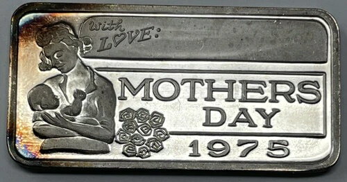 ヴィンテージ PMP シリアルナンバー入り、1975 年母の日 1 オンス .999 シルバーバー #C404