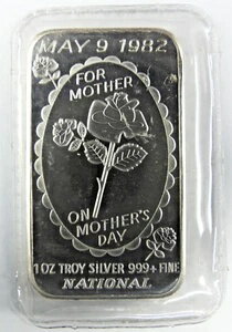 1982年5月9日 1オンス シルバーバー 母の日の母への贈り物 999+ Fine Ag USA