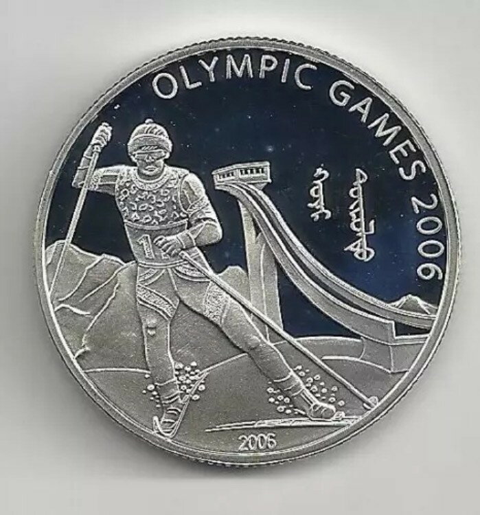 モンゴル 500T 2006年トリノオリンピック クロスカントリースキー PR 25gr シルバー/925