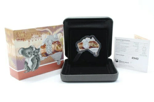 オーストラリア 2014年 1ドル コアラ 1オンス 地図型コイン