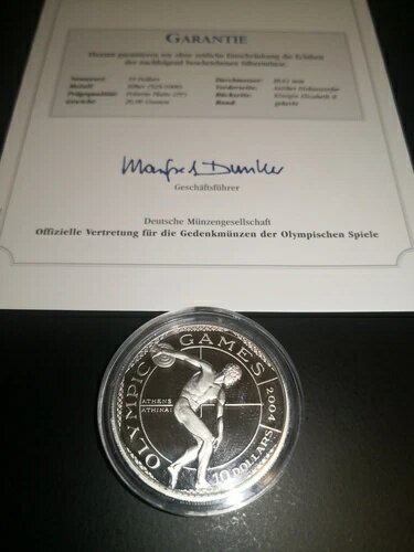 銀貨 - クック諸島 2001 - 10ドル - 円盤投げ - オリンピア 2004 *プルーフ*-