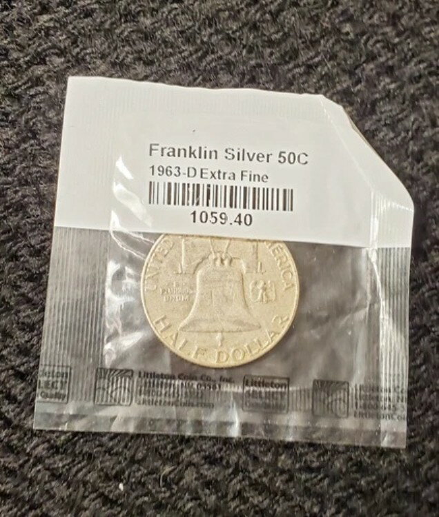 1963年-D フランクリン ハーフドルコイン エクストラファイン 1963年D フランクリン 50セントコイン(3)