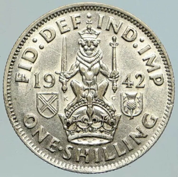 1942年 イギリス 英国 ジョージ6世 銀貨 i105176