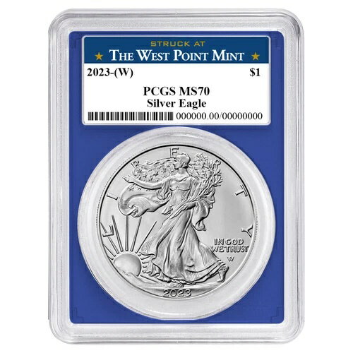 2023年 (W) 1ドル 1オンス アメリカン シルバー イーグル PCGS MS70 ウェストポイント ラベル ブルーフ..