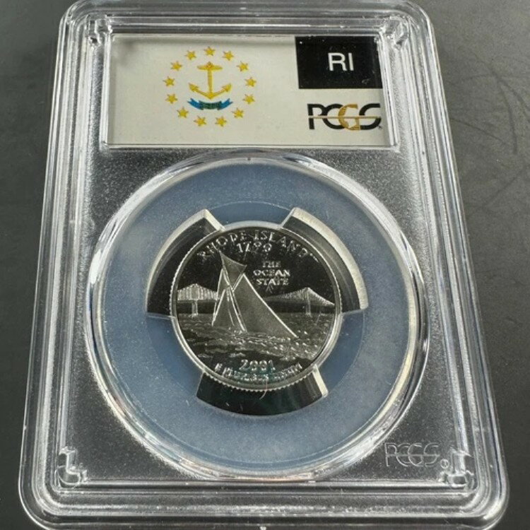 2001-S 25セント ロードアイランド州 シルバープルーフ 州クォーター、PCGS PR70 DCAM (85128)(3)
