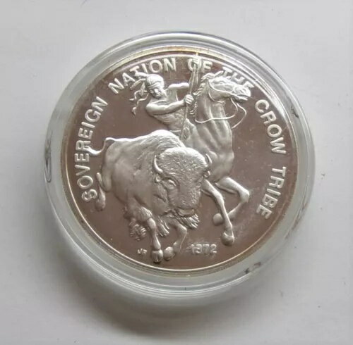 1972年 ソブリン・ネーション・オブ・ザ・クロウ・インディアン部族 .999 シルバー プルーフ ラウンド