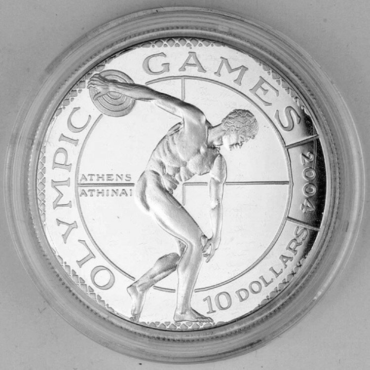 10ドル クック諸島 2004 シルバー プルーフ - オリンピック 円盤投げ -