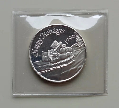 1オンス シルバー ラウンド フロスティ スノーマン そりスタイル .999 純銀