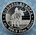 1オンス .999 純銀製 牛の背に女神エウロパを描いたトケラウ 5ドル硬貨、エリザベス2世女王