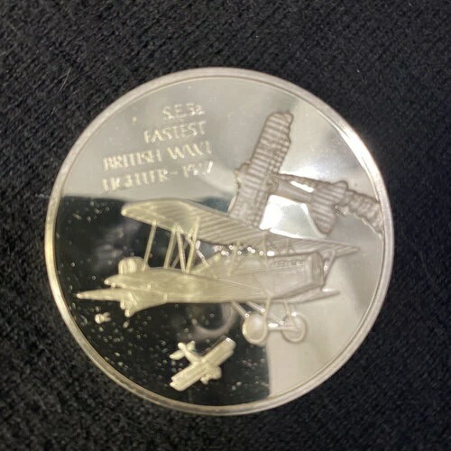 飛行の歴史 シルバー 1917 S.E.5a 第一次世界大戦におけるイギリス最速戦闘機メダル。銀製。
