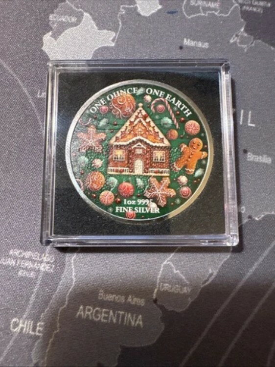 2022年 フィジー ワン・アース クリスマス ジンジャーブレッドハウス エディション 1オンス シルバーコ..