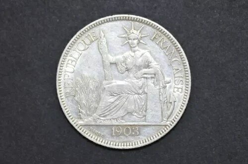 フランス領インドシナ 1903A ピアストル銀貨 (重量: 26.89 g) C271
