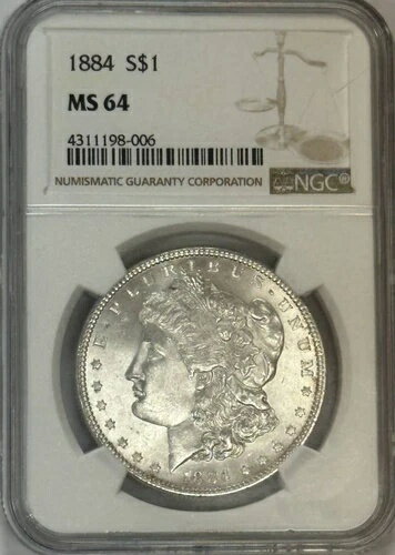 1884年 モルガン銀貨 NGC MS-64 ストロ